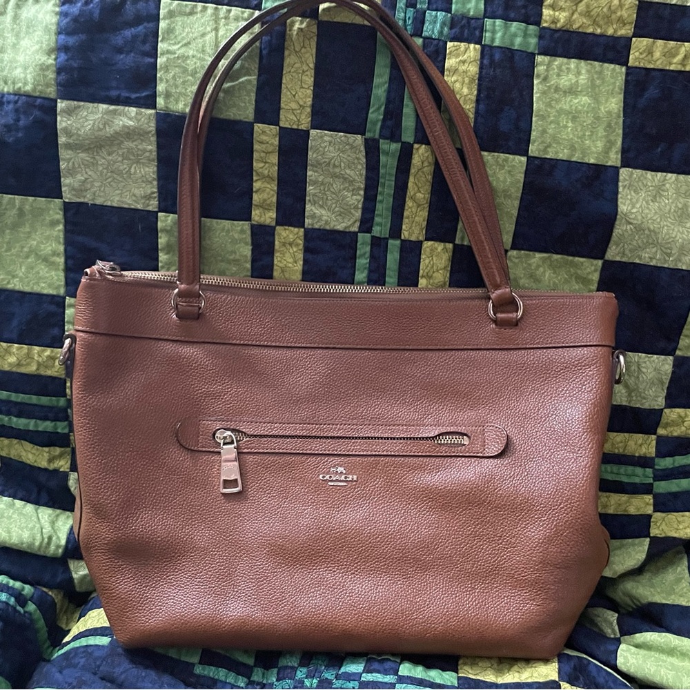 Coach COA Brown Pebbled Leather Convertible Shoulder Bag